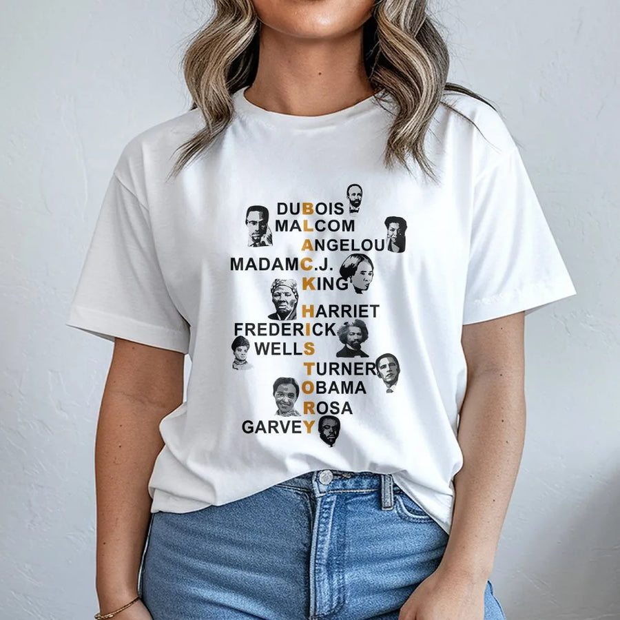 Black History Month T-Shirt | Iconic Historical Leaders Graphic Tee | Premium Cotton Cultural Awareness Apparel | Gift for Activists and Educators