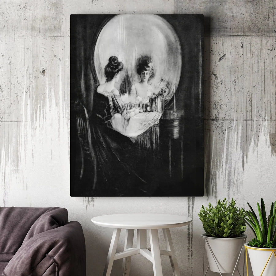 All Is Vanity Optical Illusion Canvas Art | Charles Allan Gilbert Skull Print | Premium Gallery Wrapped Wall Decor | Gothic Home Gift