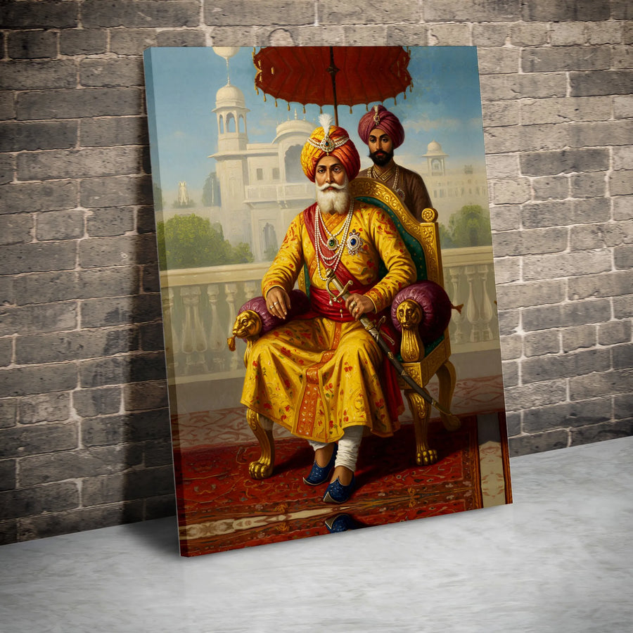 Maharaja Ranjit Singh Canvas Print | Sikh Empire Historical Portrait Art | Premium 1.25-inch Gallery Wrapped Wall Decor | Gift for History Lovers