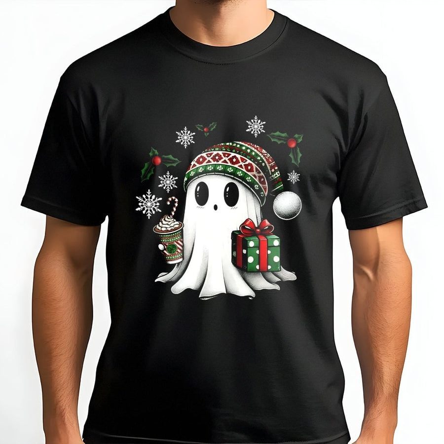 Cute Ghost Christmas T-Shirt | Festive Spooky Season Holiday Graphic | Premium Soft Cotton Tee | Unique Winter Gift for Ghost Lovers