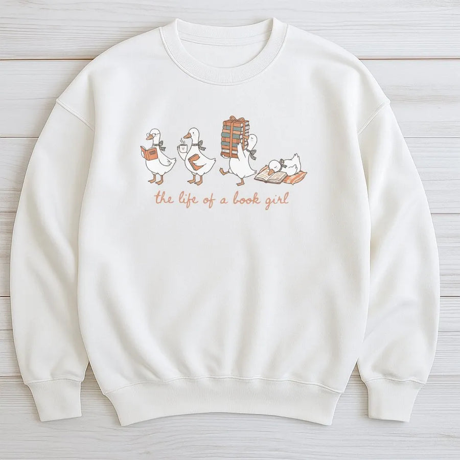 Book Girl Goose Sweatshirt | The Life of a Book Girl Graphic Tee | Premium Comfort Colors Shirt | Cute Librarian Gift for Women & Readers