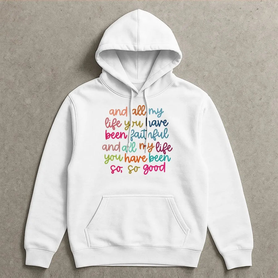 Faithful Christian Hoodie | Colorful Scripture Quote Graphic | Premium Cotton Blend | Inspirational Religious Gift for Men and Women