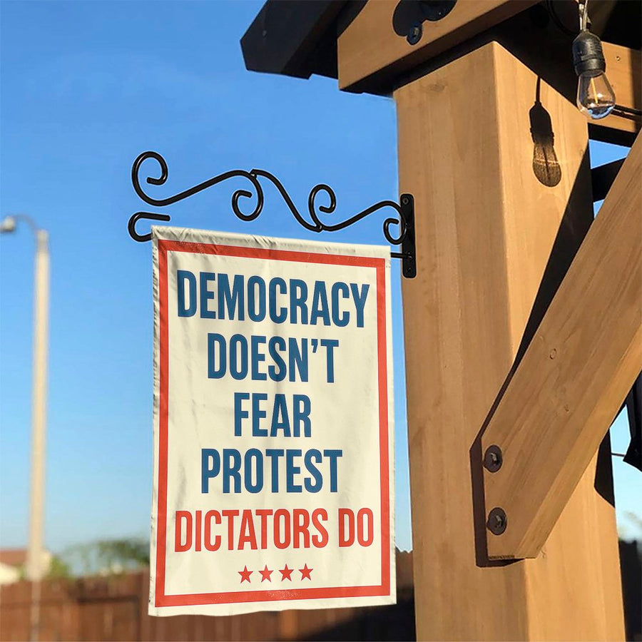 Democracy Doesn't Fear Protest Garden Flag | Anti-Dictator Yard Sign | Premium Weather-Resistant Polyester | Patriotic Gift for Activists