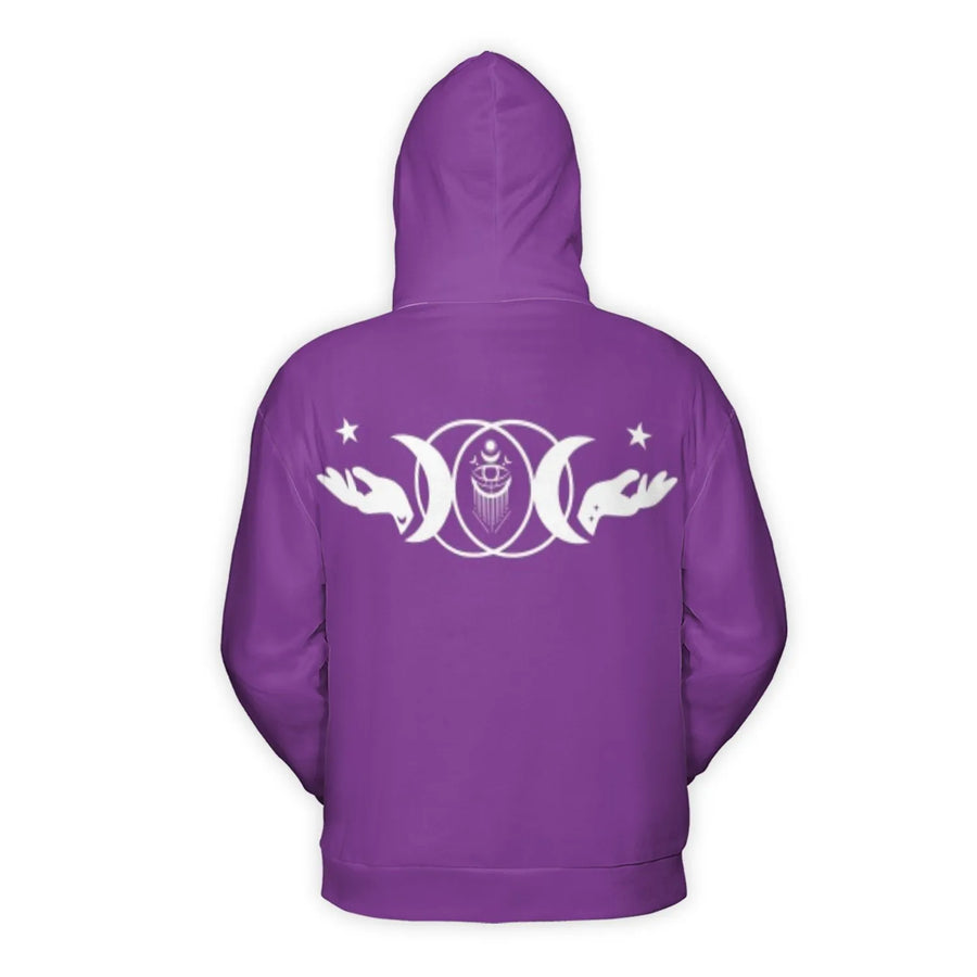 Wiccan Triple Moon Hoodie | All-Seeing Eye Pagan Goddess Graphic | Premium Soft Brushed Fleece | Unisex Spiritual Gift for Occult Lovers