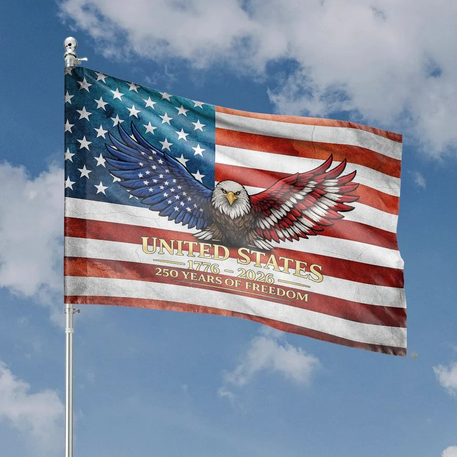 USA 250th Anniversary Flag | Vintage American Eagle Design | Double Sided Weather Resistant Fabric | Collector's Patriotic Yard Decor