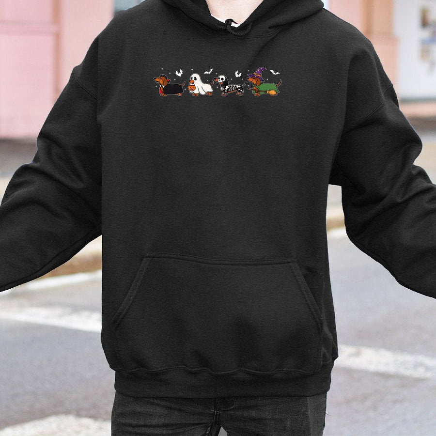 Dachshund Halloween Hoodie | Spooky Wiener Dog Costume Graphic | Premium Cotton Blend | Funny Dog Lover Gift for Women and Men