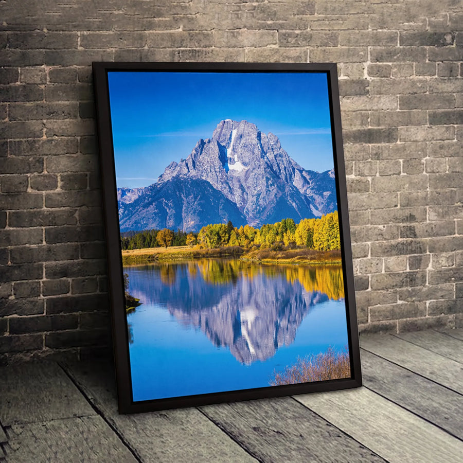 Grand Teton National Park Canvas Wall Art | Mount Moran Oxbow Bend Autumn Scenery | Gallery-Wrapped Premium Print | Nature Gift For Mountain Lovers