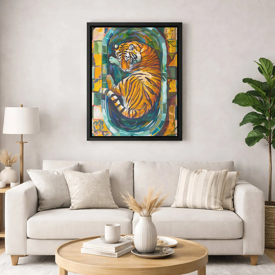 Curled Tiger Wall Art | Colorful Abstract Wildlife Canvas | Premium Gallery-Wrapped Decor | Animal Lover Gift for Living Room