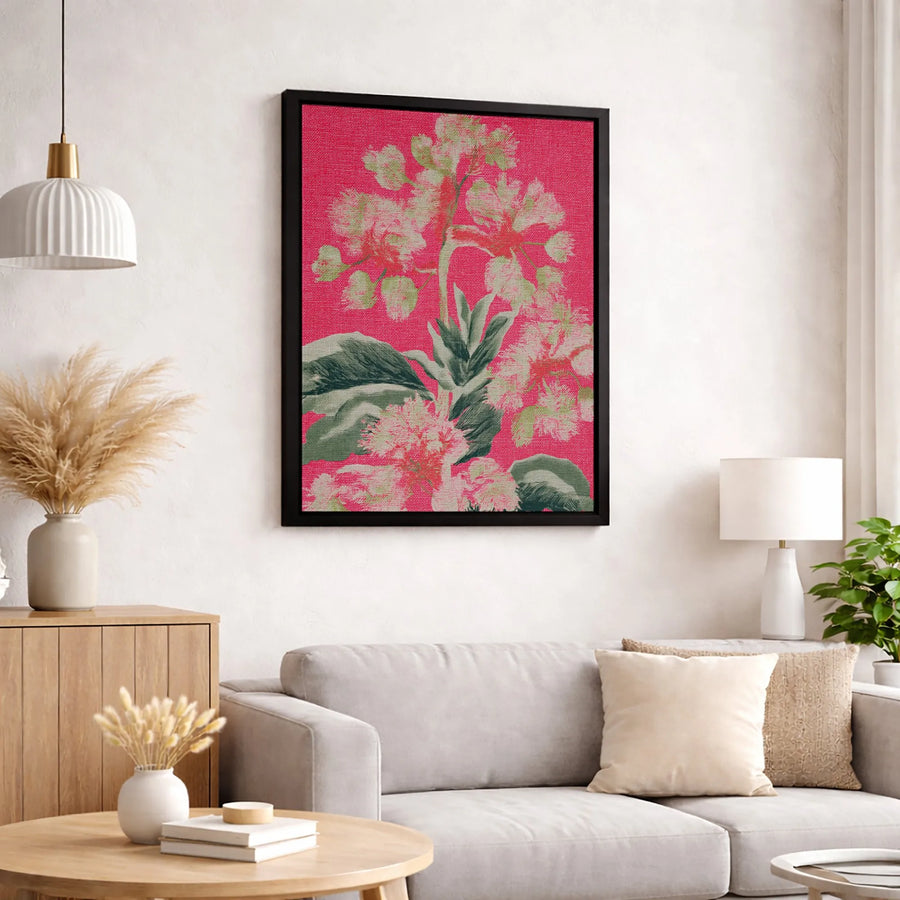 Pink Floral Wall Art | Vintage Botanical Flower Canvas Print | Gallery-Quality 1.25 Inch Frame | Elegant Home Decor Gift