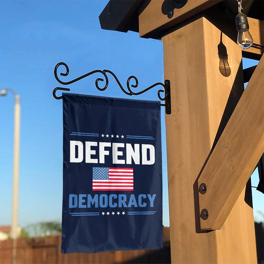 Defend Democracy Garden Flag | Patriotic US Flag Yard Decor | Weather-Resistant Polyester | Statement Outdoor Sign for Home Garden
