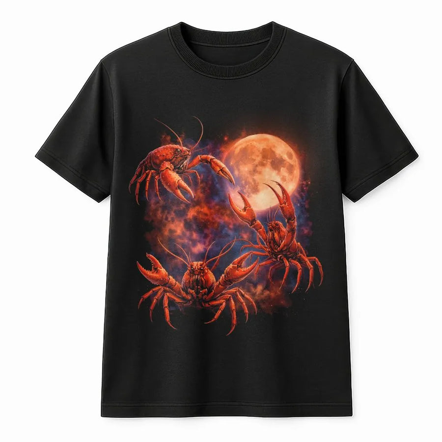 Crawfish Howling At The Moon T-Shirt | Funny Crustacean Graphic Tee | 100% Cotton Premium Quality | Unique Gift For Seafood Lovers
