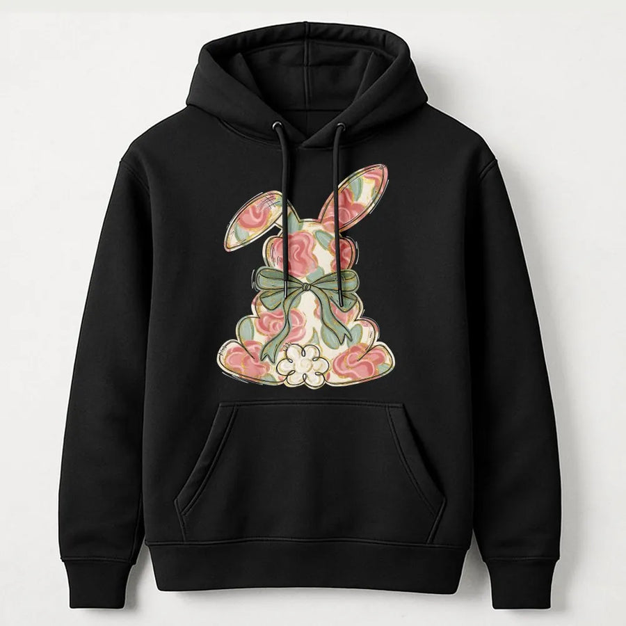 Floral Easter Bunny Hoodie | Watercolor Rabbit Spring Design | Premium Cotton Blend | Cute Holiday Gift for Women and Girls