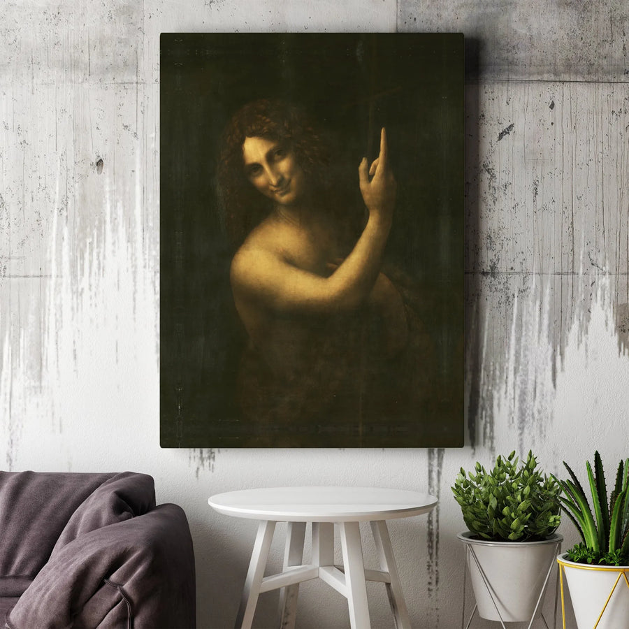 Saint John The Baptist Canvas | Leonardo Da Vinci Renaissance Wall Art | Gallery Wrapped Premium Print | Fine Art Home Decor Gift