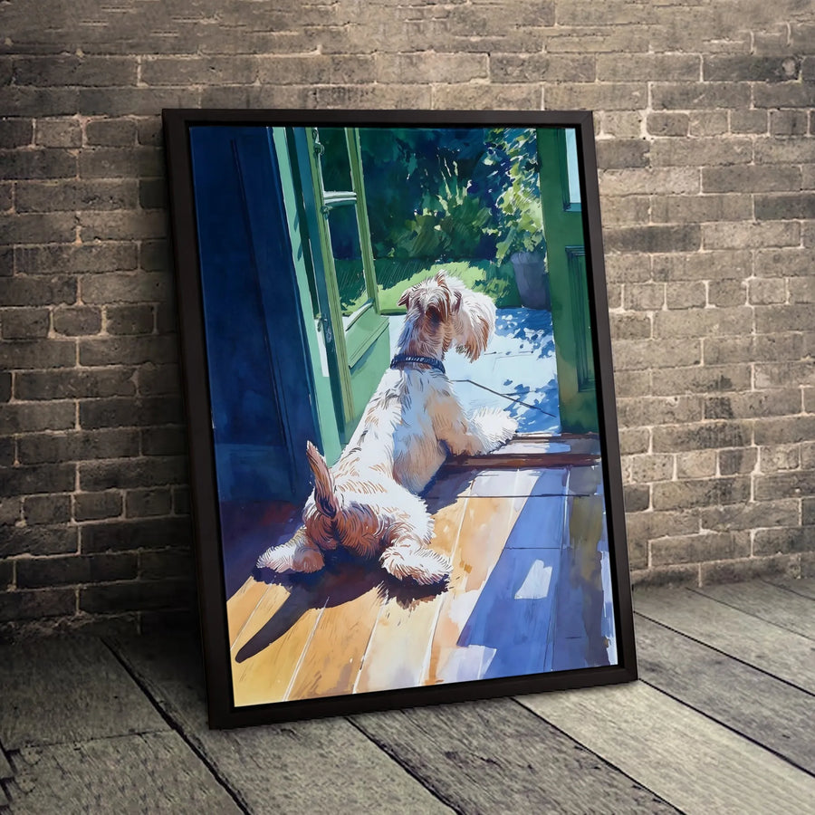 Wire Haired Terrier Dog Art Canvas | Sunlight Pet Portrait Decor | Premium Fade-Resistant Wall Print | Perfect Gift For Dog Lovers