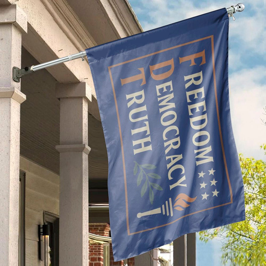 Freedom Democracy Truth House Flag | Patriotic Torch & Olive Branch Design | Premium Fade-Resistant Polyester | Outdoor Garden Decor Gift