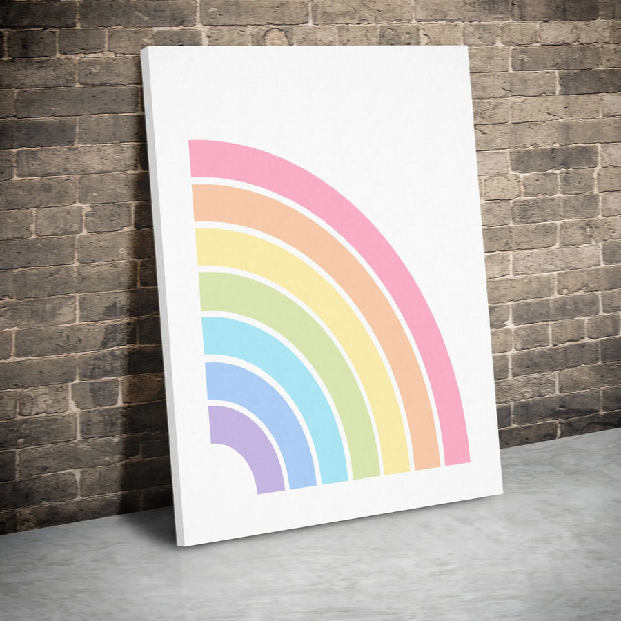 Pastel Rainbow Wall Art | Minimalist Geometric Corner Arch Canvas Print | Gallery Quality Premium Decor | Nursery or Modern Home Aesthetic