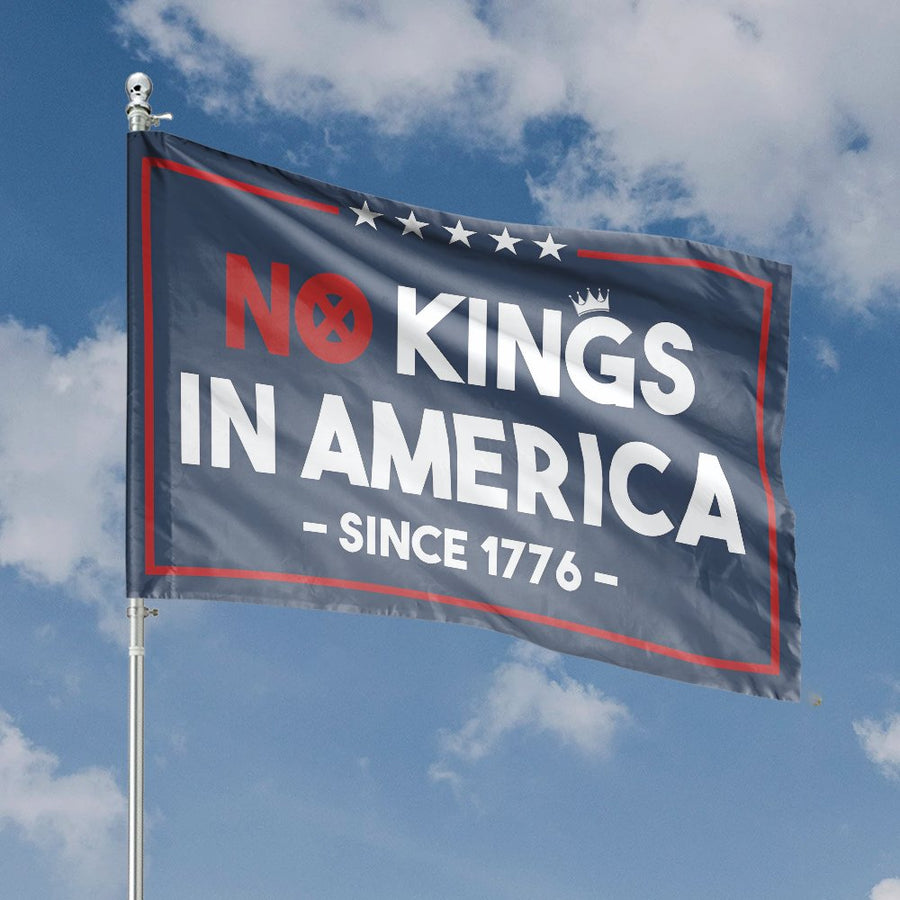 No Kings In America Since 1776 House Flag | Patriotic Independence Day Garden Decor | Weather-Resistant Polyester | Outdoor Banner for Liberty Lovers