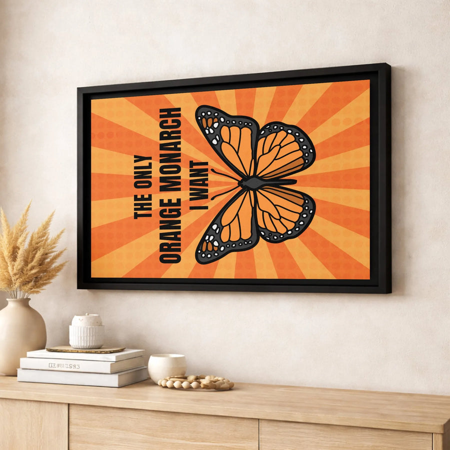 Monarch Butterfly Canvas Art | Retro Orange Sunburst Wall Decor | Premium 1.25 Inch Gallery Wrap | Unique Gift for Butterfly Lovers