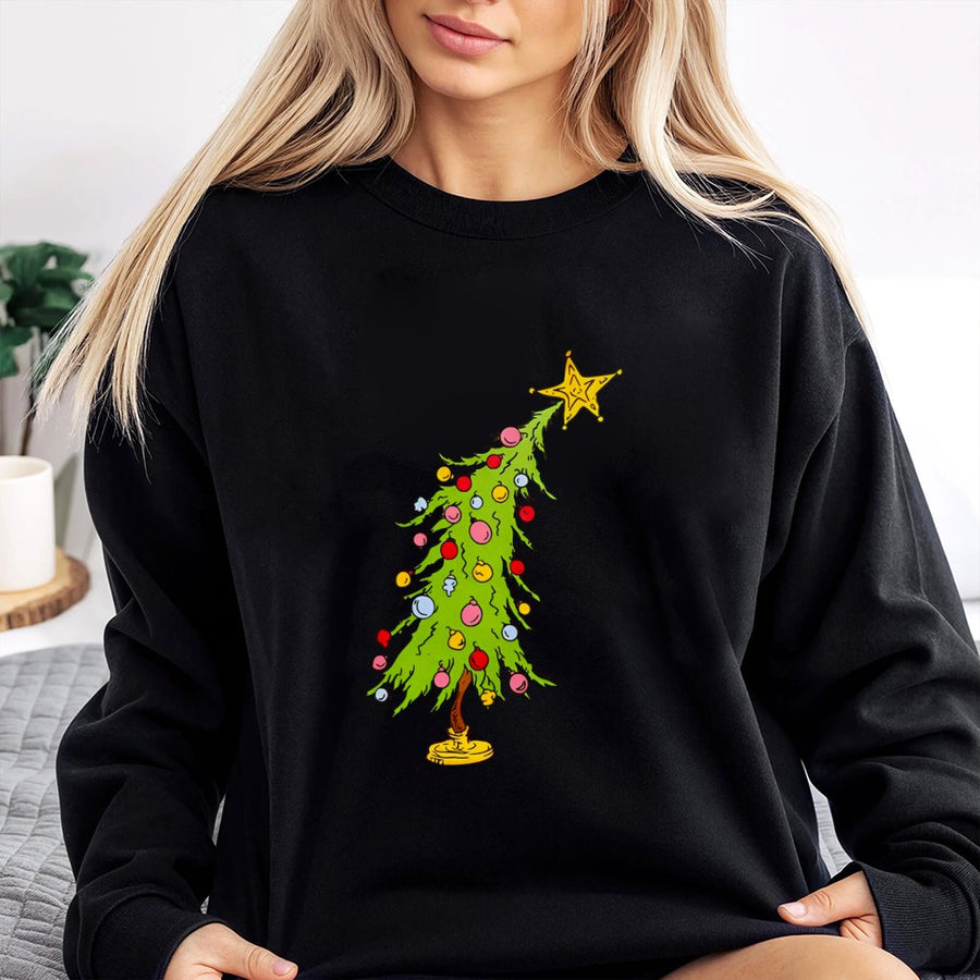 Christmas Tree Sweatshirt | Hand-Drawn Retro Holiday Graphic | Soft Cotton-Blend Premium Quality | Festive Xmas Gift for Her and Him