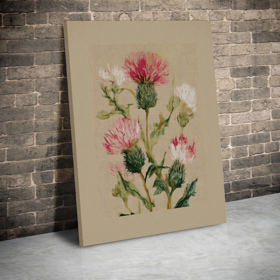 Scottish Thistle Botanical Art | Vintage Floral Illustration Print | Premium Fade-Resistant Canvas | Elegant Home Office Decor Gift