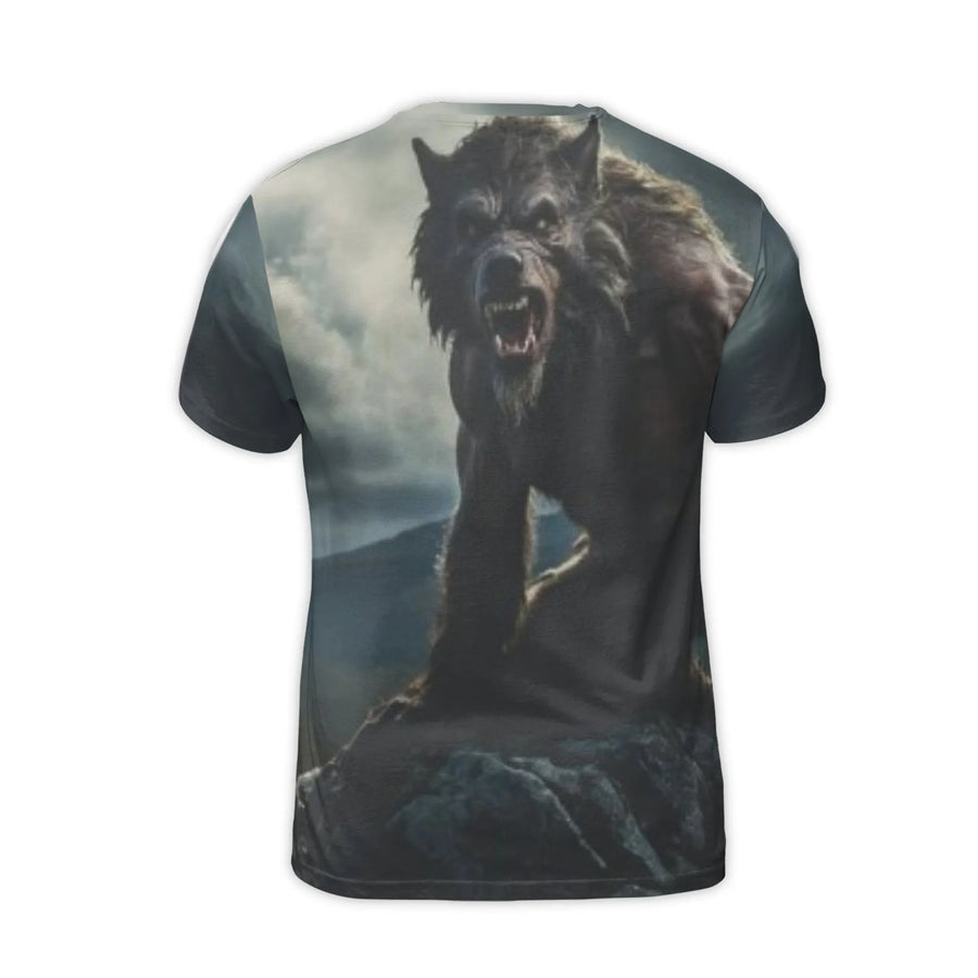 Werewolf Graphic 3D T-Shirt | Wolfmaster Primordial Horror Art | Premium Polyester Blend | Gift For Horror Movie Fan And Gothic Apparel Lovers