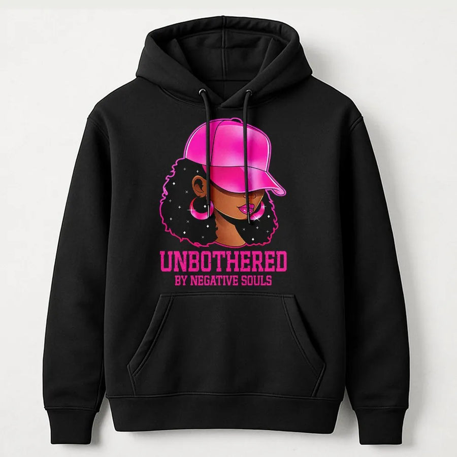 Afro Queen Unbothered Hoodie | 'By Negative Souls' Graphic | Premium 100% Cotton Tee | Gift for Sassy Black Women