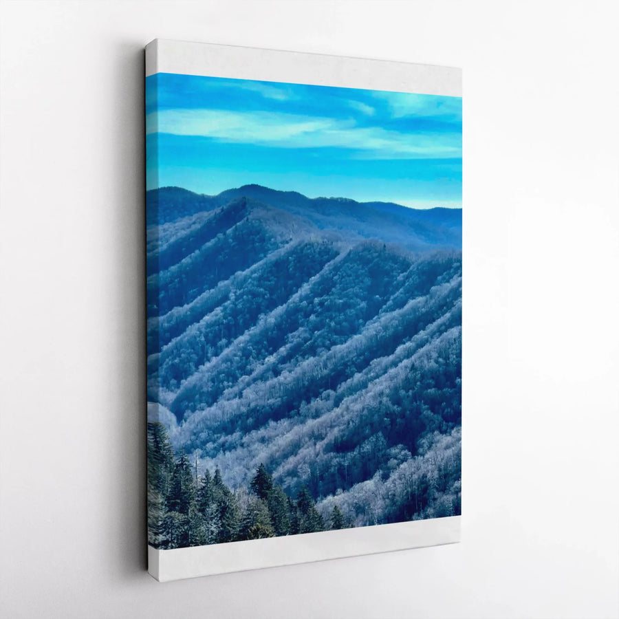 Winter Mountain Canvas Print | Smoky Mountains Landscape Photography | Premium Gallery Wrapped Canvas | Rustic Cabin Wall Decor Gift