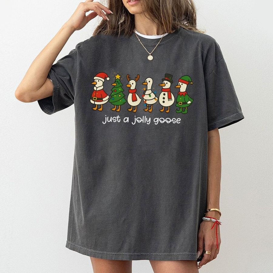 Just A Jolly Goose Christmas T-Shirt | Funny Holiday Animal Graphic Tee | 100% Cotton Premium Comfort | Cute Xmas Gift For Goose Lovers & Men Women