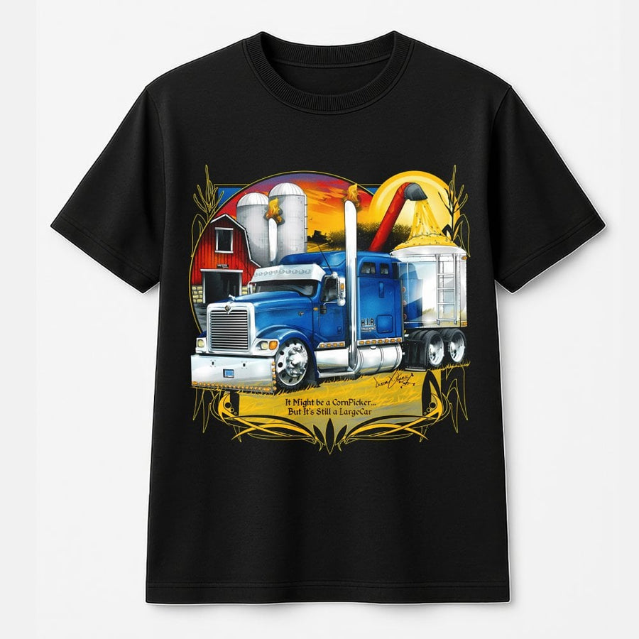 Semi Truck T-Shirt | Cornpicker Largecar Graphic Design | 100% Cotton Premium Tee | Gift for Truckers and Farmers