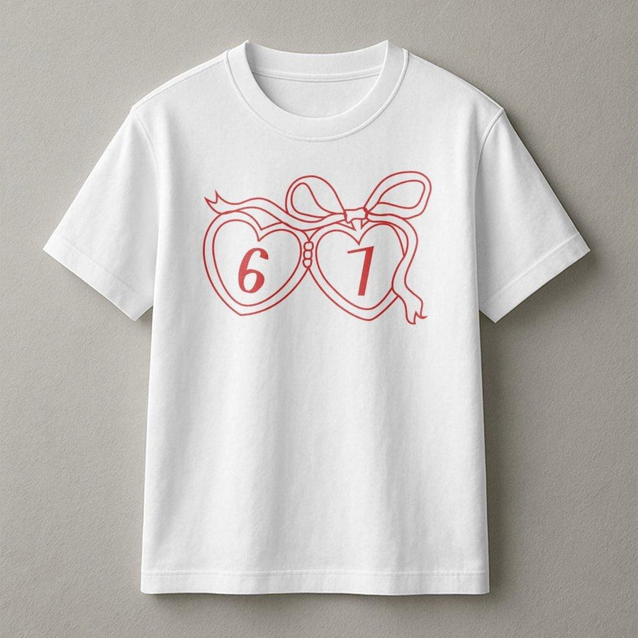 6 7 Heart T-Shirt | Matching Couple Number Graphic | Premium Soft Cotton Tee | Funny Gift for Couples and Best Friends