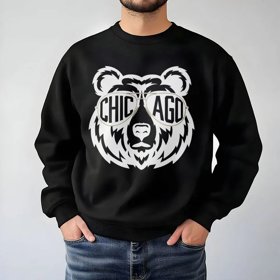 Vintage Chicago Football Bear Sweatshirt, Retro Fan Gift For Mens & Woment
