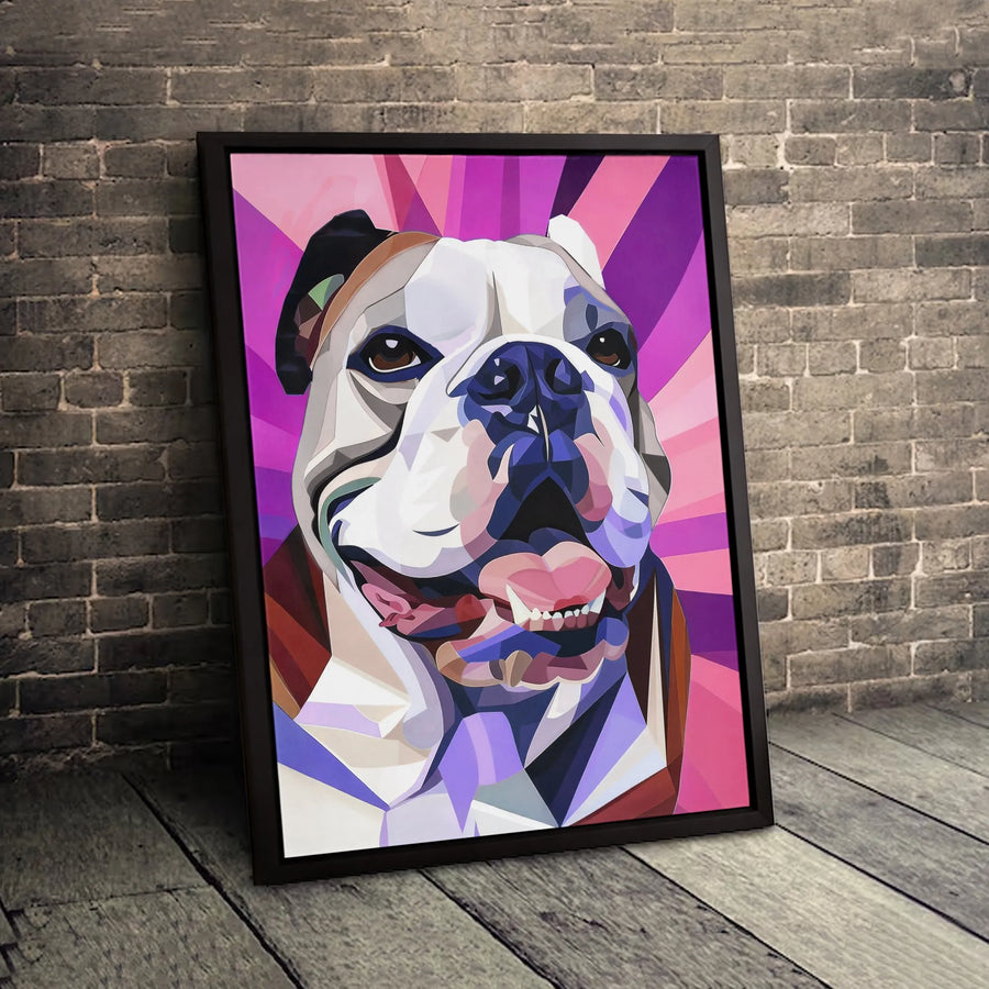 Geometric Bulldog Canvas Art | Pop Art Dog Portrait | Premium Fade-Resistant Print | Vibrant Modern Home Decor Gift