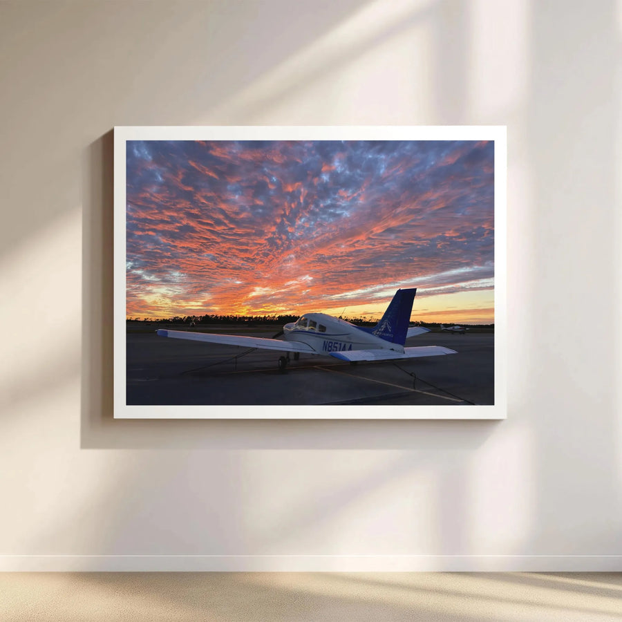 Propeller Plane Canvas Print | Dramatic Sunset Aviation Wall Art | Premium Gallery-Quality Canvas | Gift for Pilot or Aviator Decor