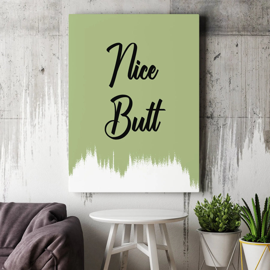 Nice Butt Wall Art | Funny Minimalist Bathroom Quote Sign | Premium Gallery Wrapped Canvas | Cheeky Home Decor Housewarming Gift for Couples