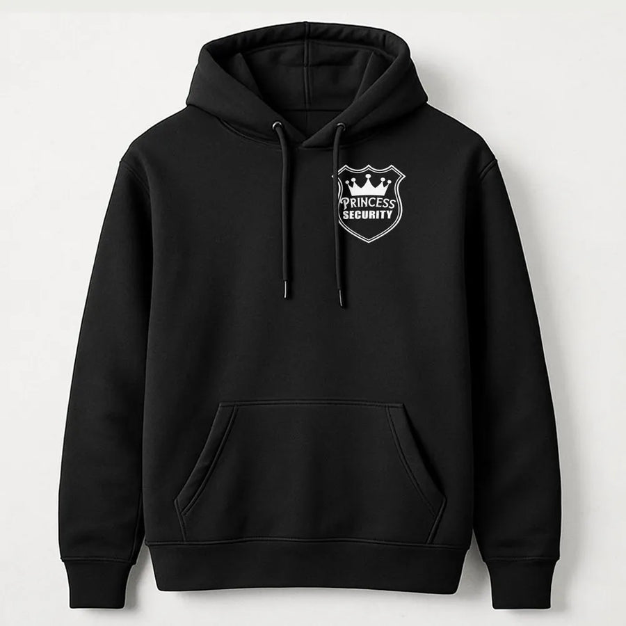 Princess Security Hoodie | Funny Crown Shield Logo Crewneck | Soft Cotton Blend Pullover | Unique Gift for Girl Dad, Protective Father, Husband