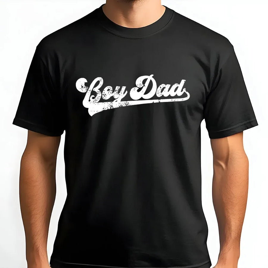 Boy Dad T-Shirt | Retro Script Distressed Graphic | Premium Cotton-Blend Sweatshirt | Gift for New Dad, Father's Day