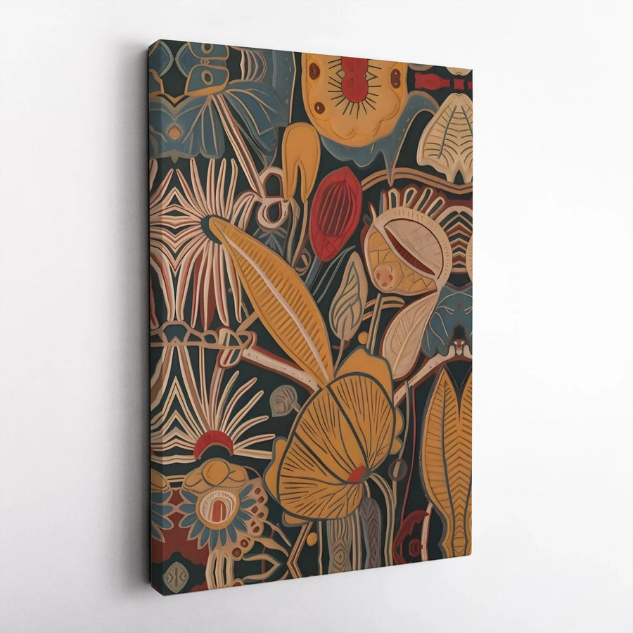 Abstract Botanical Canvas Art | Art Nouveau Floral Print with Textured Detail | Premium Gallery Wrapped Canvas | Eclectic Home & Office Decor Gift