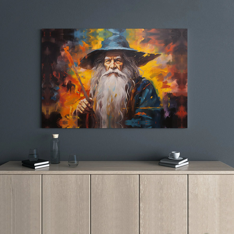 Wizard Wall Art Canvas | Abstract Fantasy Oil Painting Print | Premium Gallery Wrap Decor | Gift For Fantasy Lovers
