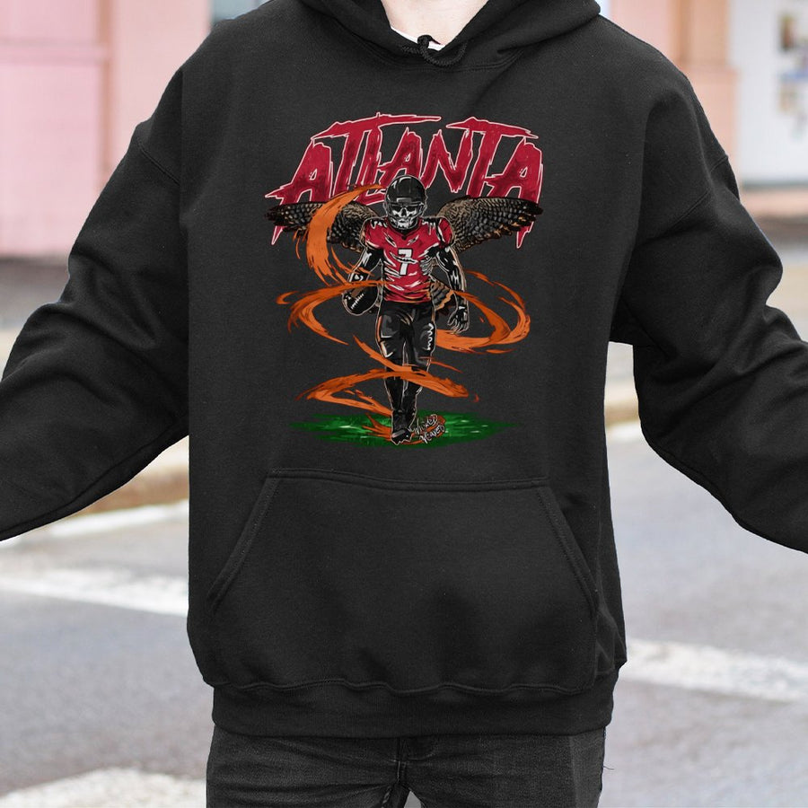 Atlanta Skeleton Football Player With Falcon Wings Hoodie