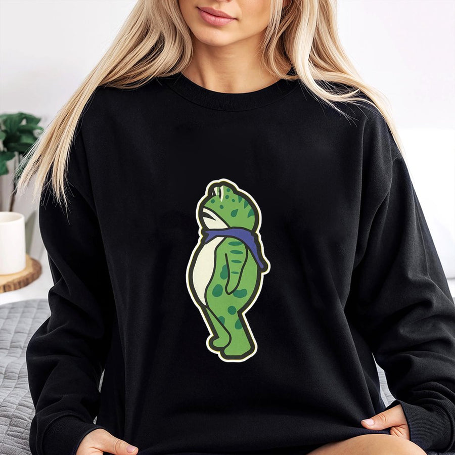 Portland Frog Protester Sweatshirt | Cute Graphic Amphibian Design | Premium Cotton Blend | Cozy Unisex Pullover for Nature Lovers