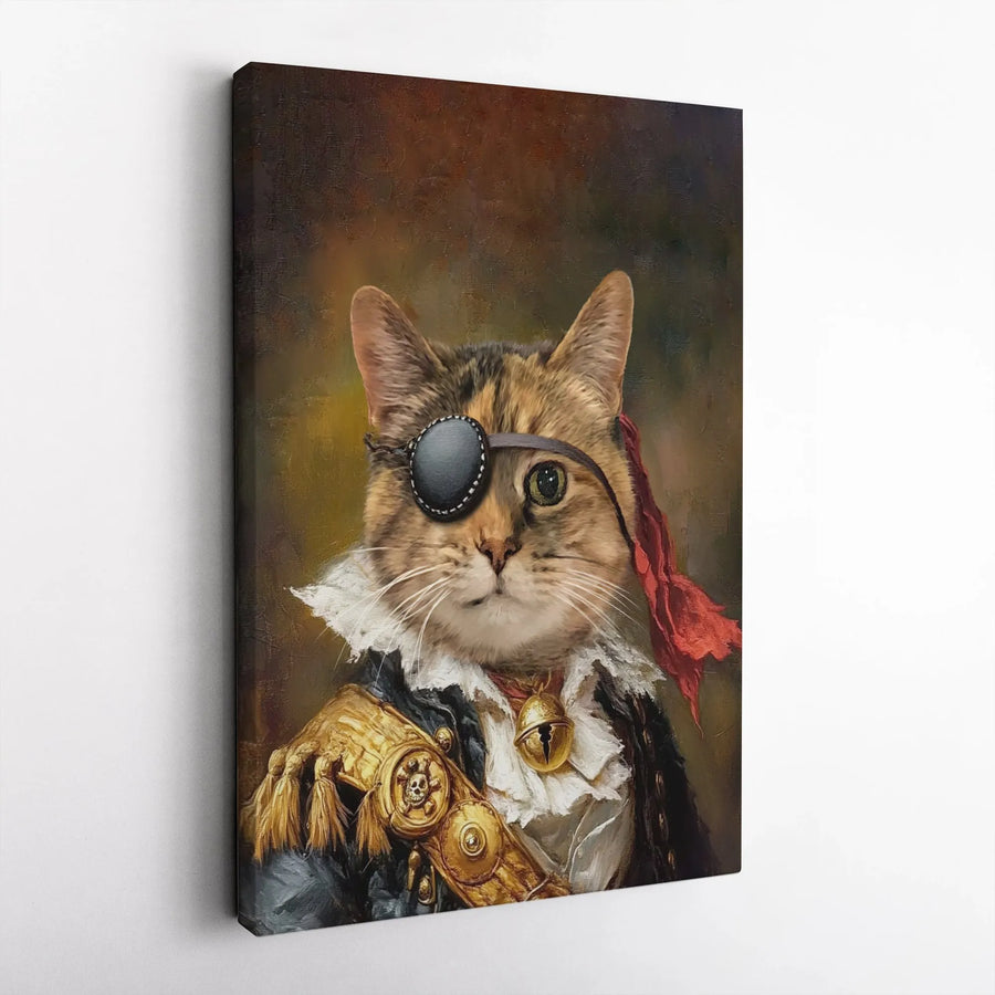 Pirate Cat Canvas Wall Art | Renaissance Style Animal Portrait | Premium Fade-Resistant Print | Unique Gift for Cat Lovers & Pet Owners