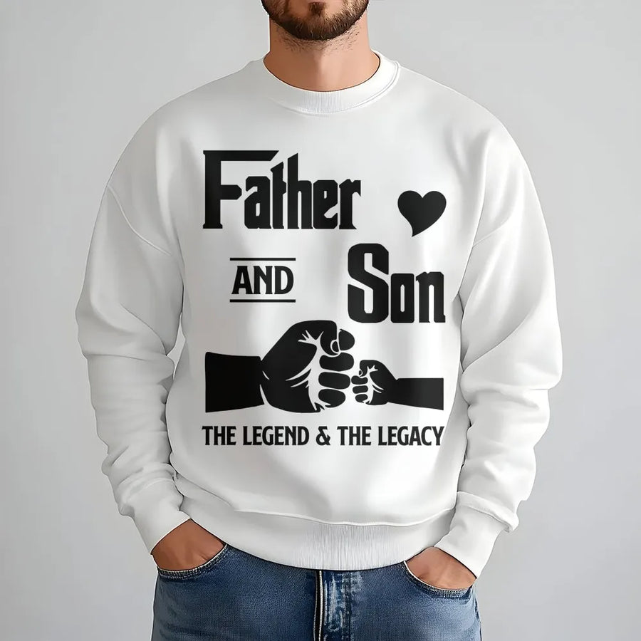 Father and Son Sweatshirt | The Legend and The Legacy Fist Bump Design | Premium Cotton Blend Crewneck | Heartfelt Father's Day 2026 Gift for Dad