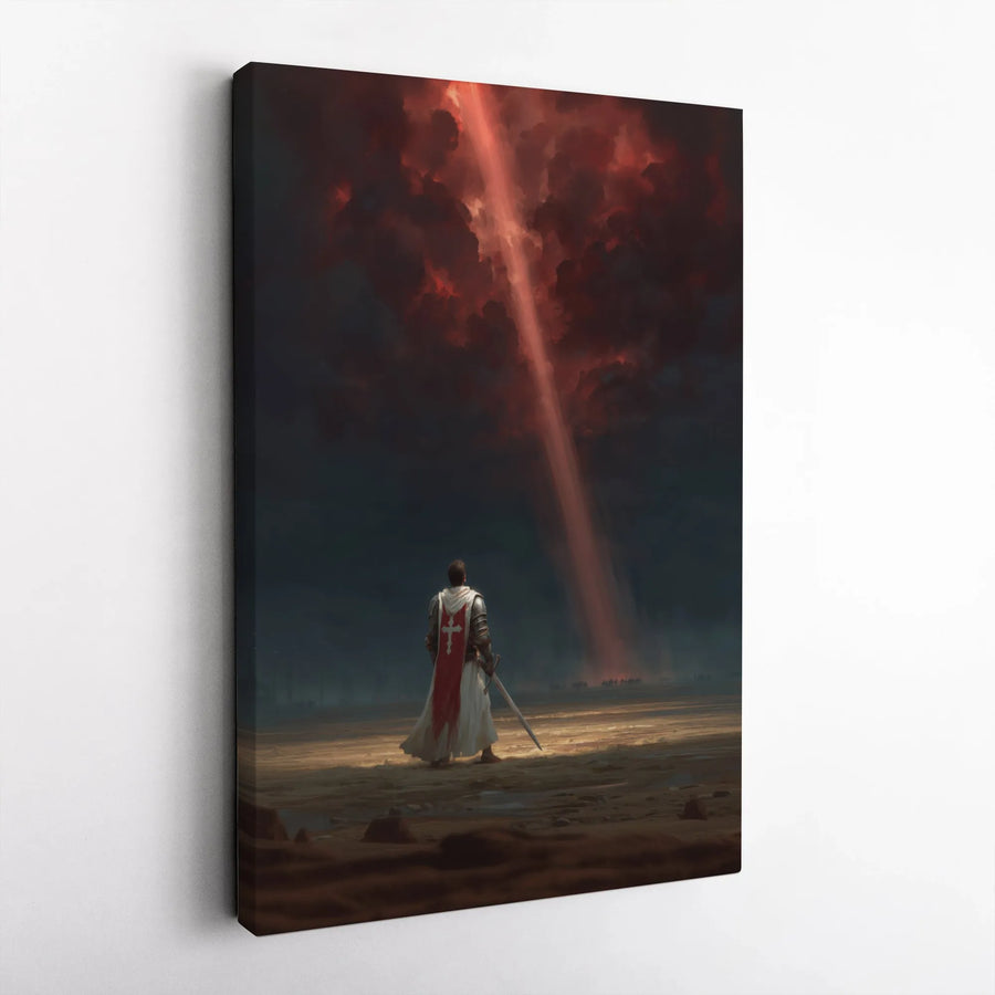 Knights Templar Canvas Wall Art | Epic Crusader Fantasy Artwork | Premium Gallery Wrapped Canvas | Man Cave & Office Decor Gift