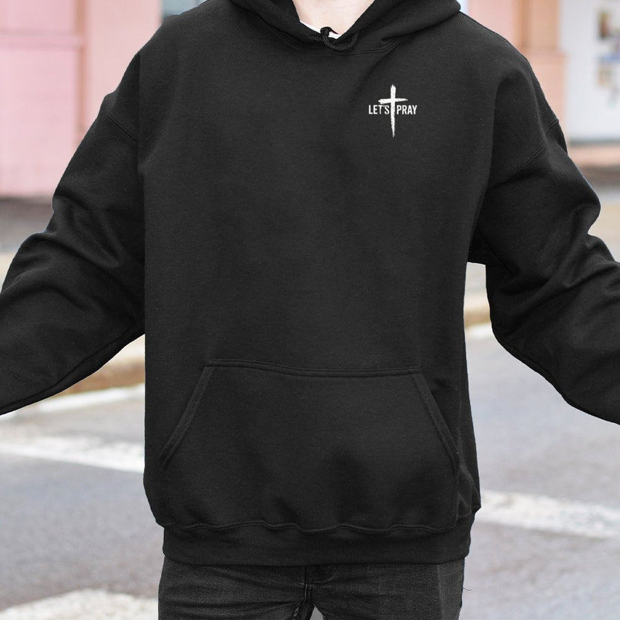 Let's Pray Cross Hoodie | Minimalist Christian Graphic Print | Premium Cotton Blend | Inspirational Faith Gift for Men and Women