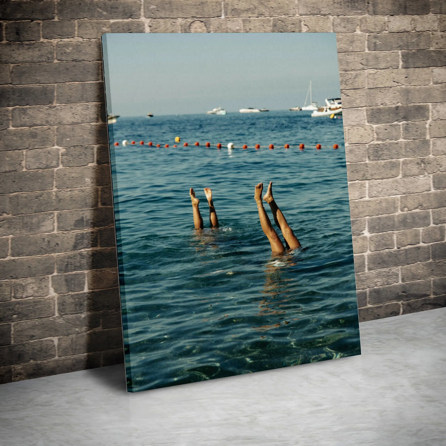 Summer Ocean Handstand Canvas Print | Vintage Style Photographic Wall Art | Premium Canvas | Unique Coastal Home Decor Gift