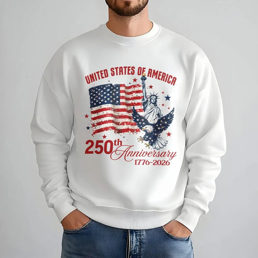 USA 250th Anniversary Sweatshirt | Vintage American Flag 1776-2026 Design | Premium Cotton-Blend | Patriotic 4th of July Collector's Gift