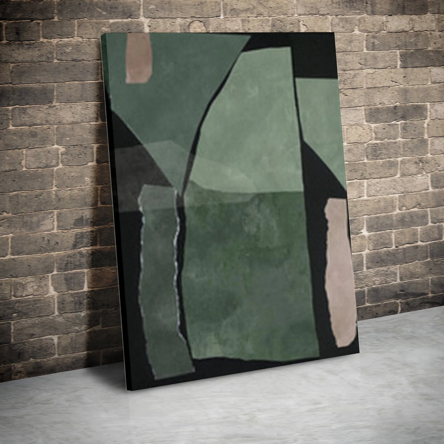 Abstract Green Canvas Wall Art | Minimalist Geometric Earth Tone Design | Premium Gallery Wrapped Canvas | Modern Home & Office Decor Gift