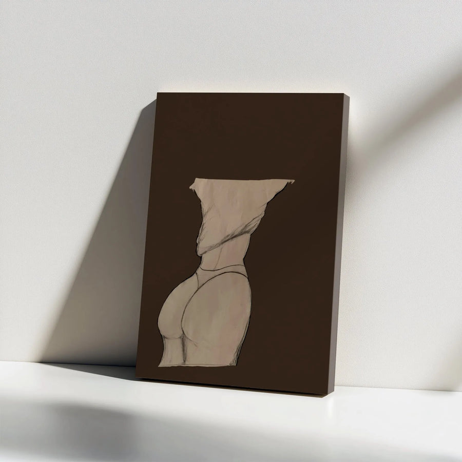 Female Figure Line Art Canvas | Abstract Woman Torso Sketch Print | Premium Stretched Matte Canvas | Modern Bedroom Decor Gift