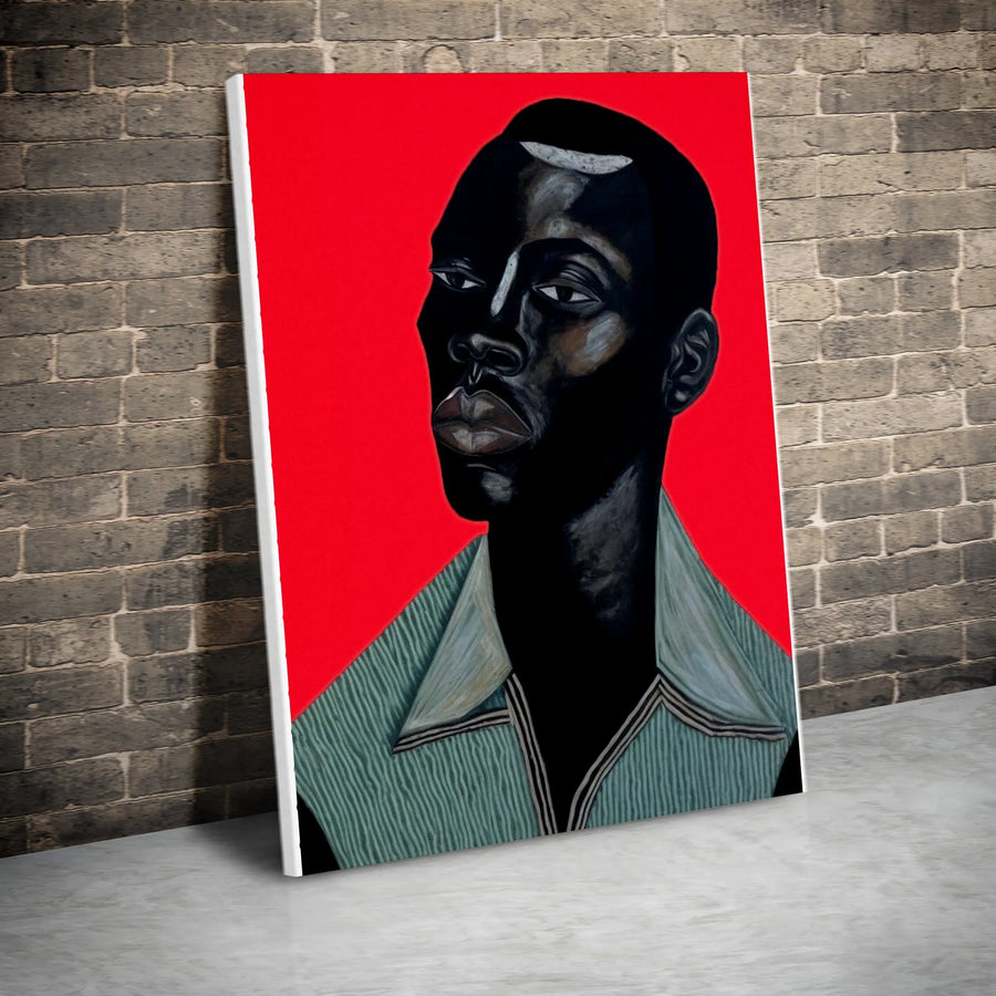 Black Man Portrait Canvas Print | Modern Expressive Art with Red Background | Premium Gallery Wrapped Canvas | Collector's African American Art for Home Decor