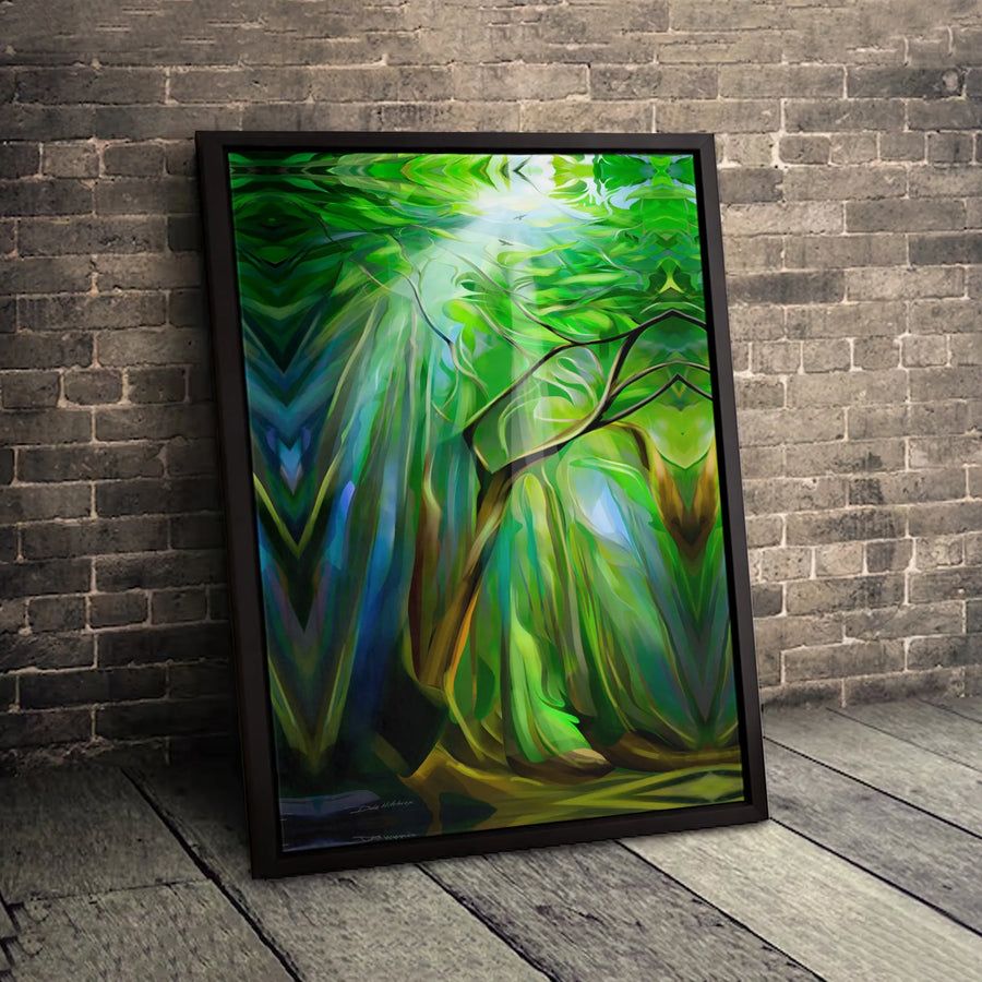 Forest Canvas Wall Art | Vibrant Sun Rays Nature Print | 1.25 Inch Gallery Wrap | Modern Home Decor Gift